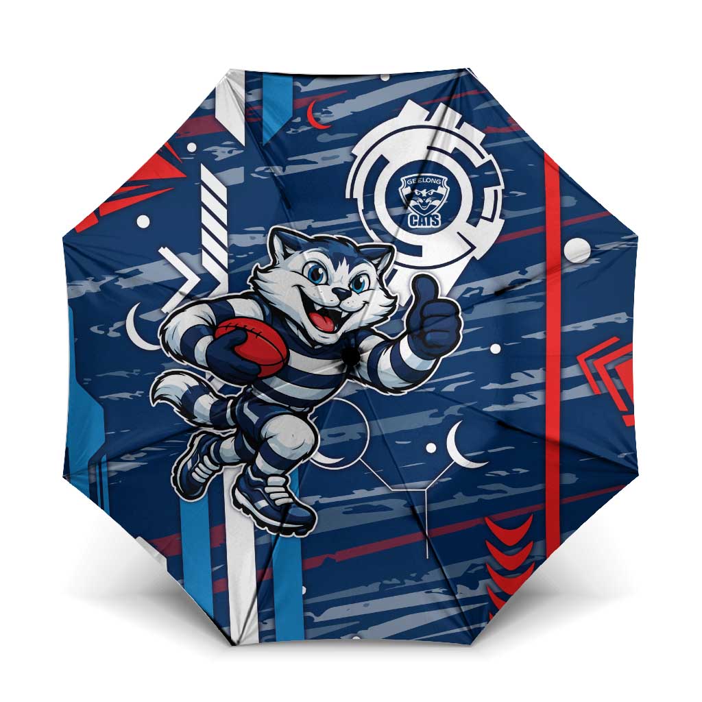 Geelong Cats Umbrella Mascot Cartoon Football Illustration Style