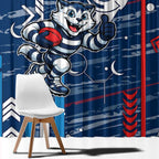 Geelong Cats Window Curtain Mascot Cartoon Football Illustration Style