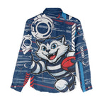 Geelong Cats Women Casual Shirt Mascot Cartoon Football Illustration Style