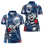 Geelong Cats Women Polo Shirt Mascot Cartoon Football Illustration Style