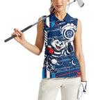 Geelong Cats Women Sleeveless Polo Shirt Mascot Cartoon Football Illustration Style