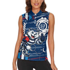 Geelong Cats Women Sleeveless Polo Shirt Mascot Cartoon Football Illustration Style