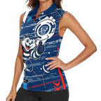 Geelong Cats Women Sleeveless Polo Shirt Mascot Cartoon Football Illustration Style