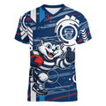 Geelong Cats Women V-Neck T-Shirt Mascot Cartoon Football Illustration Style