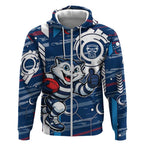 Geelong Cats Zip Hoodie Mascot Cartoon Football Illustration Style