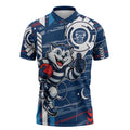Geelong Cats Zipper Polo Shirt Mascot Cartoon Football Illustration Style