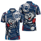 Geelong Cats Zipper Polo Shirt Mascot Cartoon Football Illustration Style