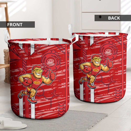 Gold Coast Suns Laundry Basket Mascot Cartoon Football Illustration Style