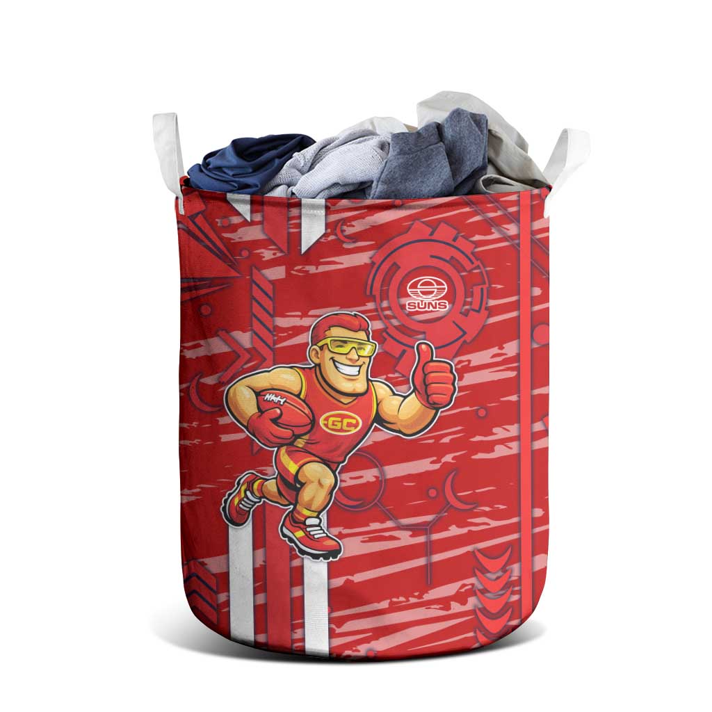 Gold Coast Suns Laundry Basket Mascot Cartoon Football Illustration Style