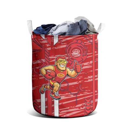 Gold Coast Suns Laundry Basket Mascot Cartoon Football Illustration Style