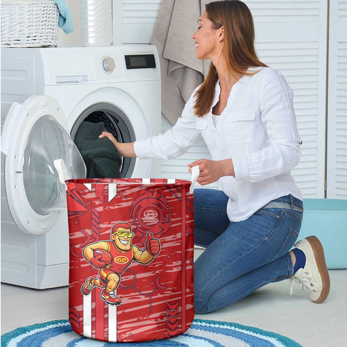 Gold Coast Suns Laundry Basket Mascot Cartoon Football Illustration Style