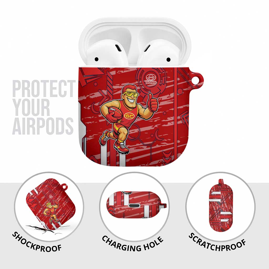 Gold Coast Suns AirPods Case Mascot Cartoon Football Illustration Style