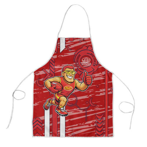 Gold Coast Suns Apron Mascot Cartoon Football Illustration Style