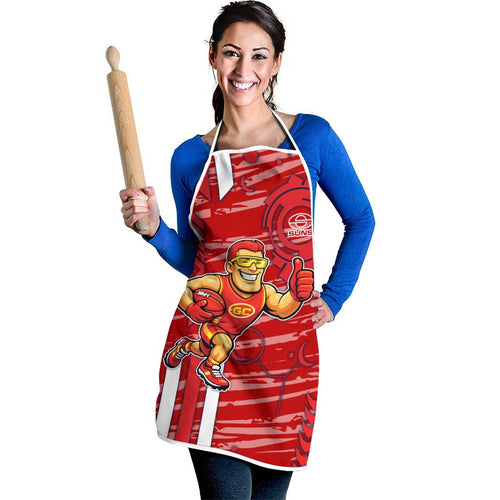 Gold Coast Suns Apron Mascot Cartoon Football Illustration Style