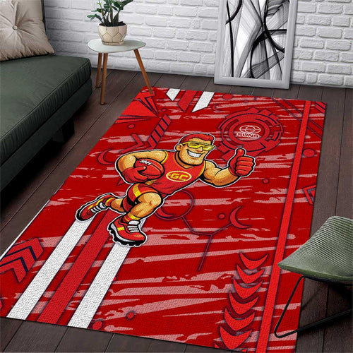 Gold Coast Suns Area Rug Mascot Cartoon Football Illustration Style