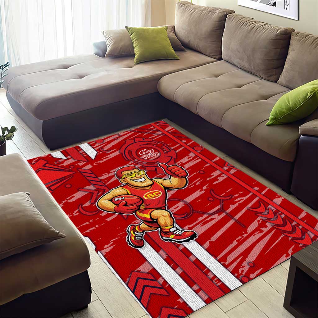 Gold Coast Suns Area Rug Mascot Cartoon Football Illustration Style