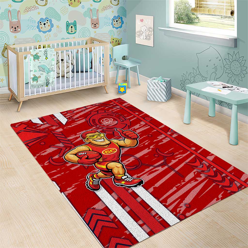 Gold Coast Suns Area Rug Mascot Cartoon Football Illustration Style