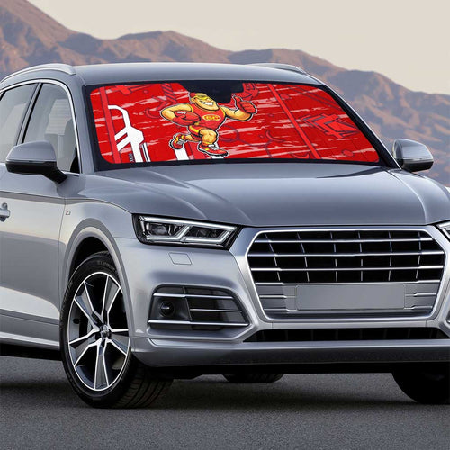 Gold Coast Suns Auto Sun Shade Mascot Cartoon Football Illustration Style