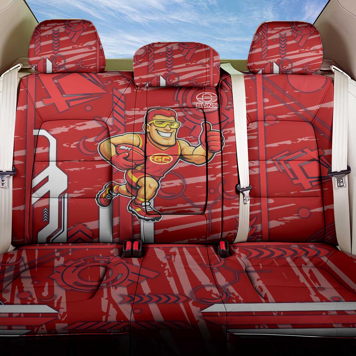 Gold Coast Suns Back Car Seat Cover Mascot Cartoon Football Illustration Style
