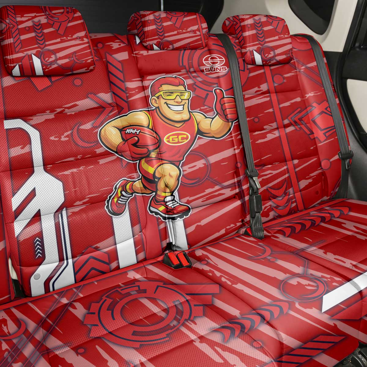 Gold Coast Suns Back Car Seat Cover Mascot Cartoon Football Illustration Style