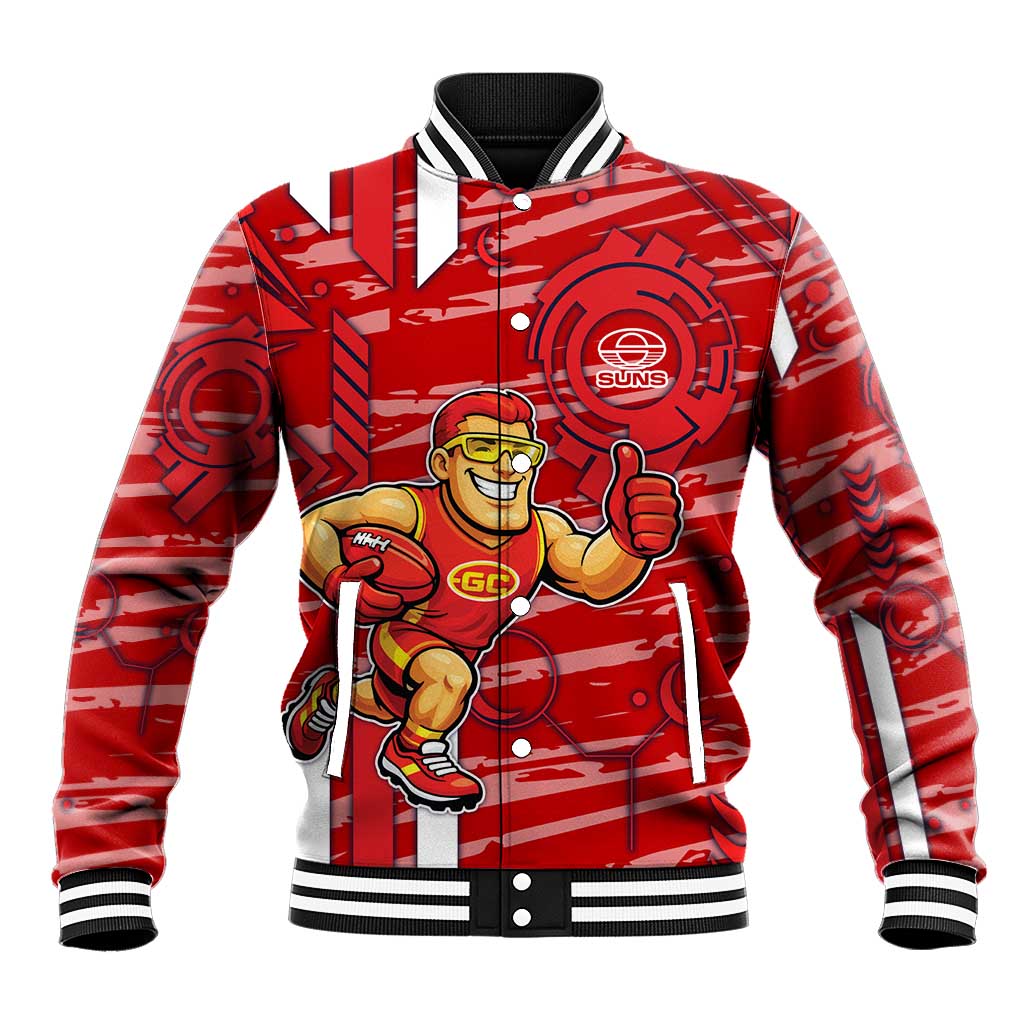 Gold Coast Suns Baseball Jacket Mascot Cartoon Football Illustration Style
