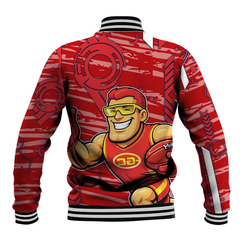 Gold Coast Suns Baseball Jacket Mascot Cartoon Football Illustration Style