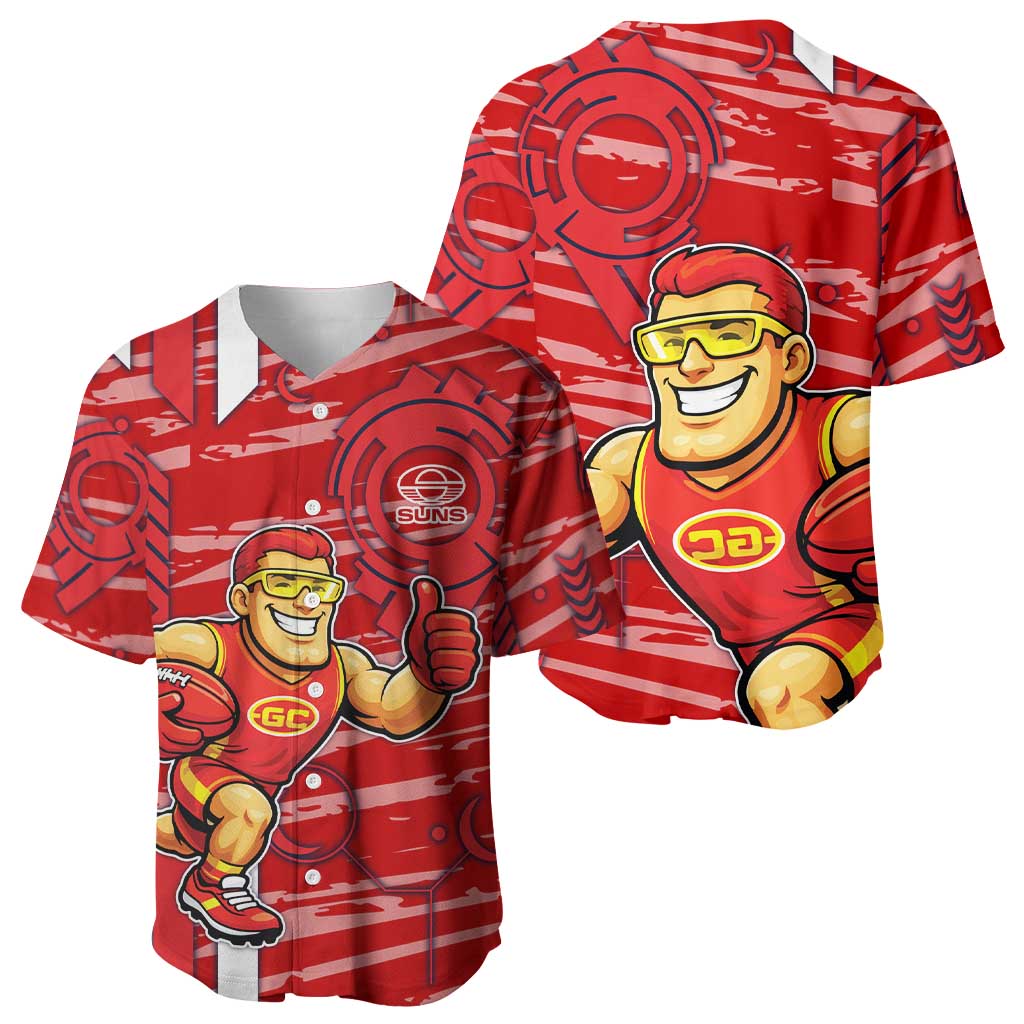 Gold Coast Suns Baseball Jersey Mascot Cartoon Football Illustration Style