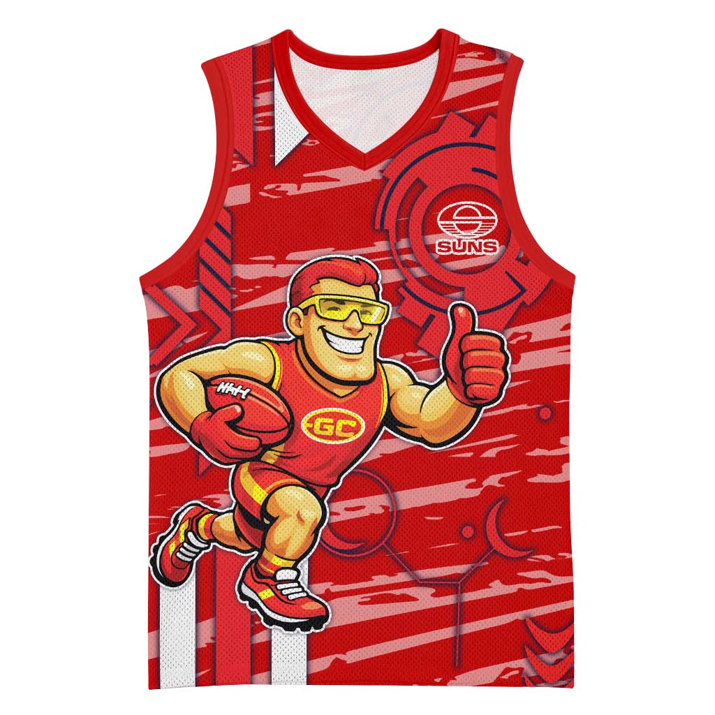 Gold Coast Suns Basketball Jersey Mascot Cartoon Football Illustration Style