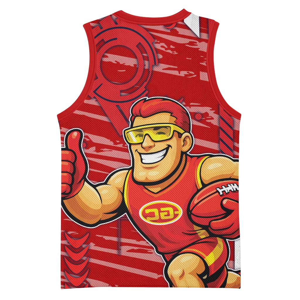 Gold Coast Suns Basketball Jersey Mascot Cartoon Football Illustration Style