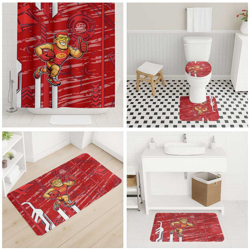 Gold Coast Suns Bathroom Set Mascot Cartoon Football Illustration Style