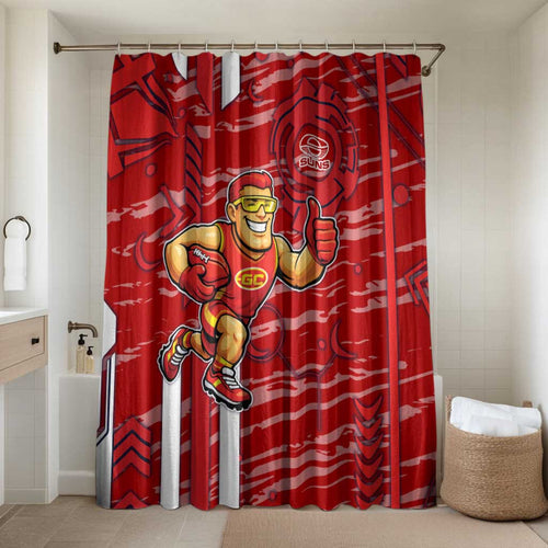 Gold Coast Suns Bathroom Set Mascot Cartoon Football Illustration Style