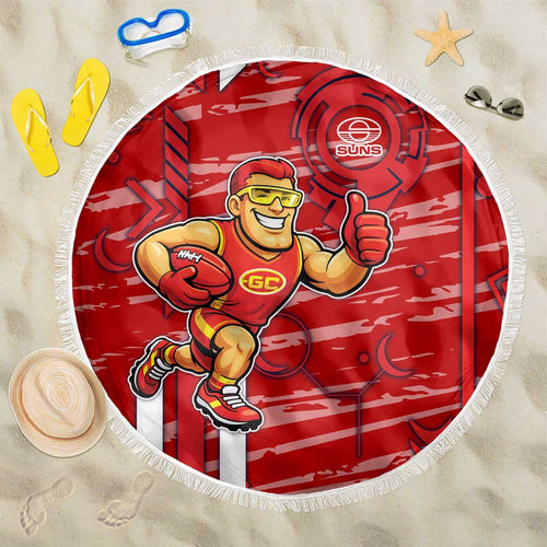 Gold Coast Suns Beach Blanket Mascot Cartoon Football Illustration Style