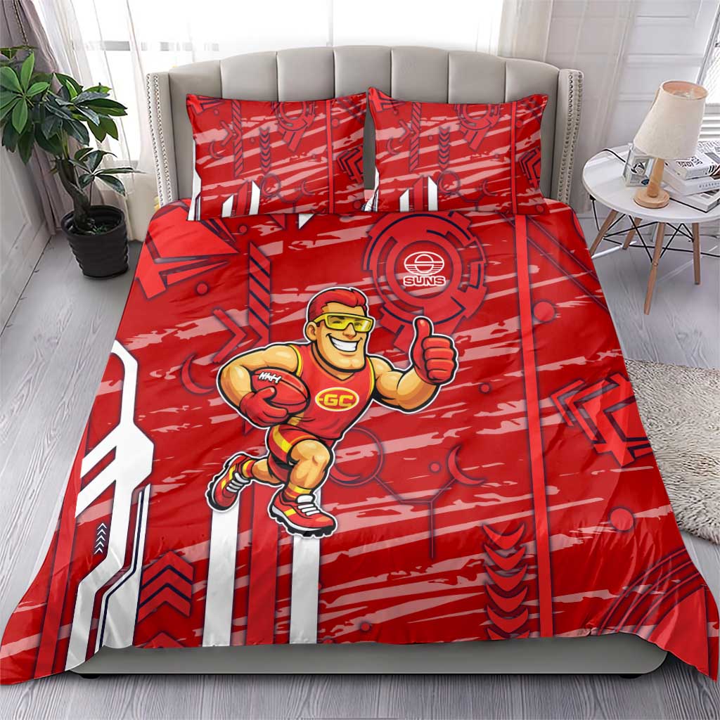 Gold Coast Suns Bedding Set Mascot Cartoon Football Illustration Style