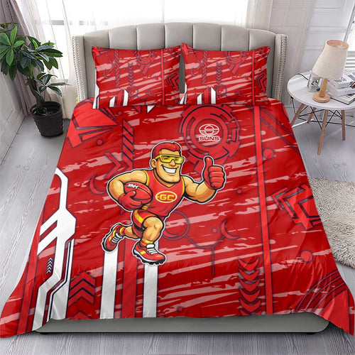 Gold Coast Suns Bedding Set Mascot Cartoon Football Illustration Style