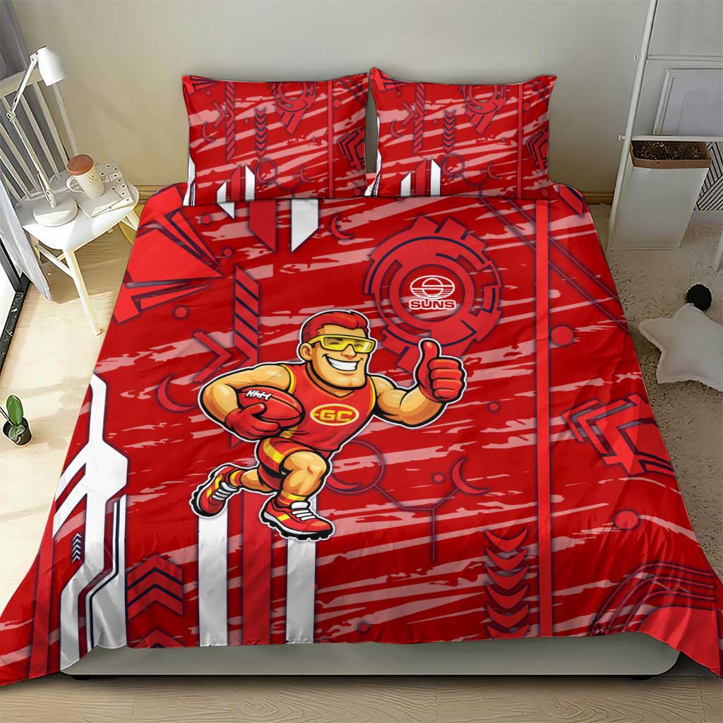 Gold Coast Suns Bedding Set Mascot Cartoon Football Illustration Style