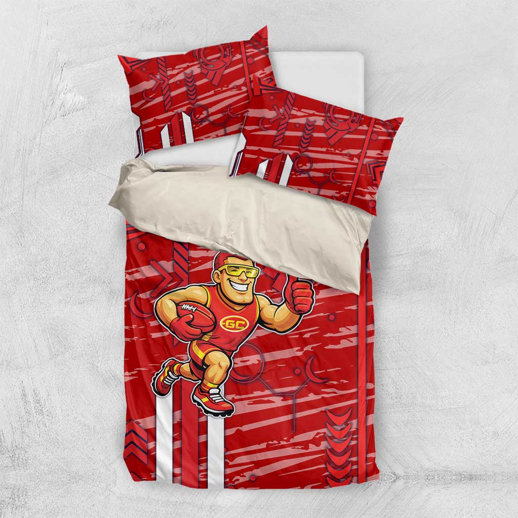 Gold Coast Suns Bedding Set Mascot Cartoon Football Illustration Style