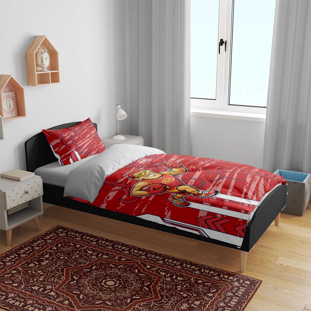 Gold Coast Suns Bedding Set Mascot Cartoon Football Illustration Style