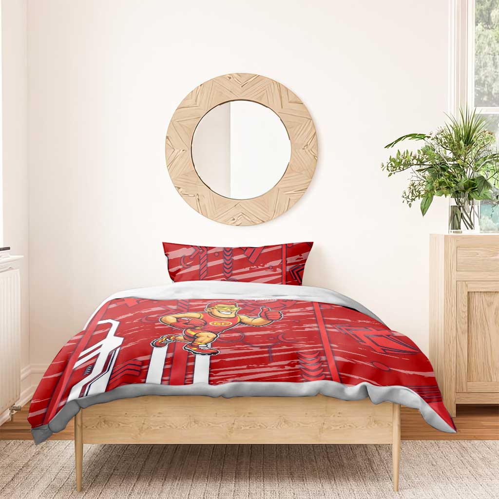 Gold Coast Suns Bedding Set Mascot Cartoon Football Illustration Style