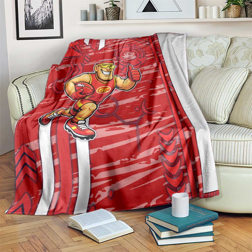 Gold Coast Suns Blanket Mascot Cartoon Football Illustration Style