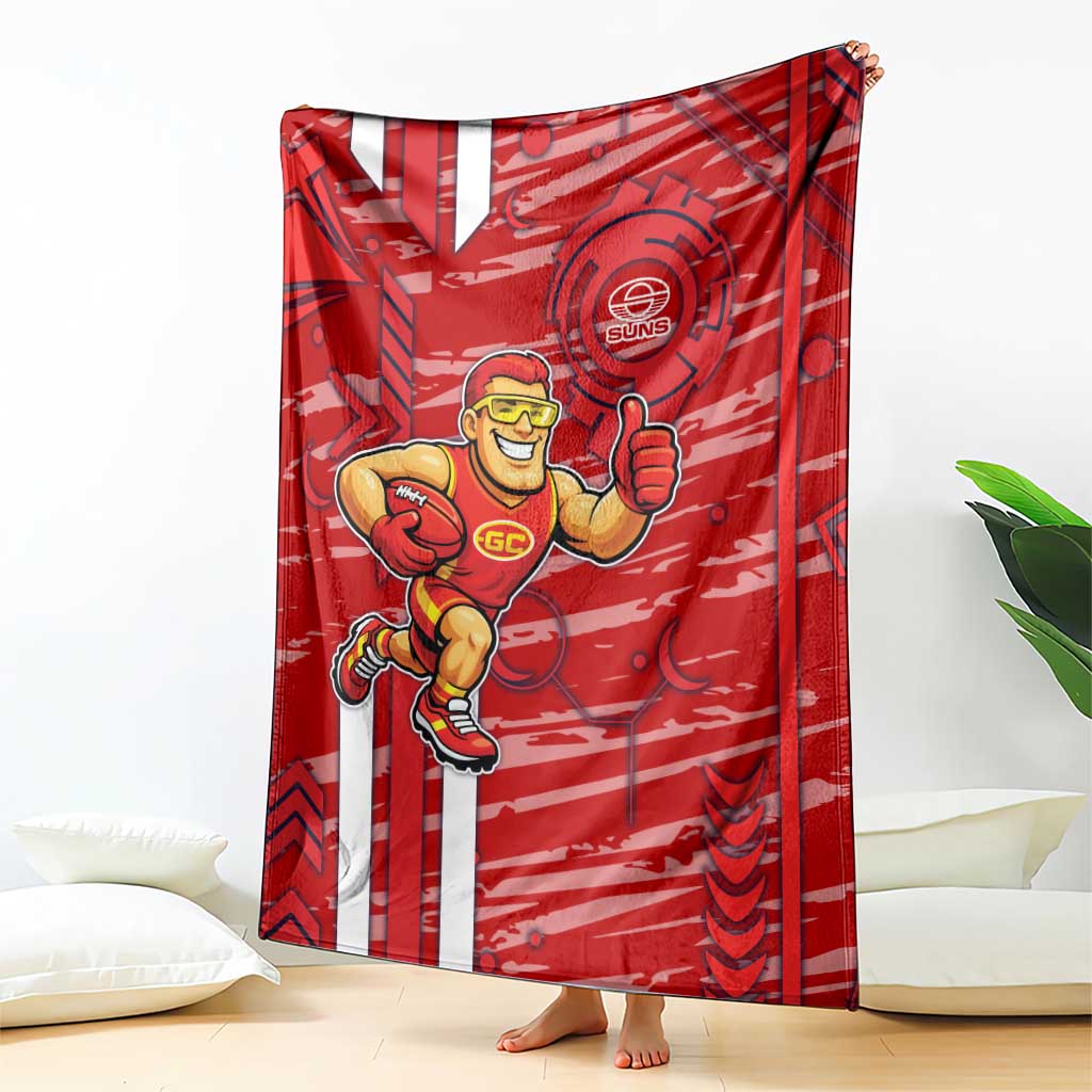 Gold Coast Suns Blanket Mascot Cartoon Football Illustration Style