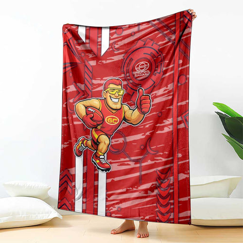 Gold Coast Suns Blanket Mascot Cartoon Football Illustration Style