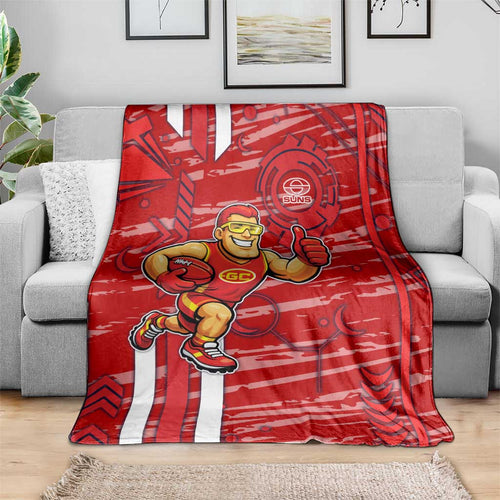 Gold Coast Suns Blanket Mascot Cartoon Football Illustration Style