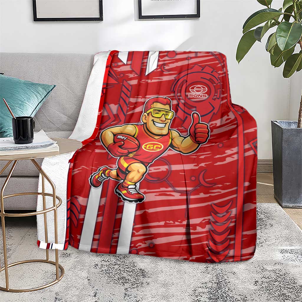 Gold Coast Suns Blanket Mascot Cartoon Football Illustration Style