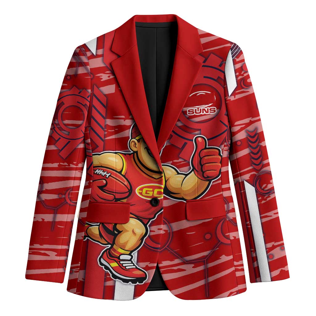 Gold Coast Suns Blazer Mascot Cartoon Football Illustration Style