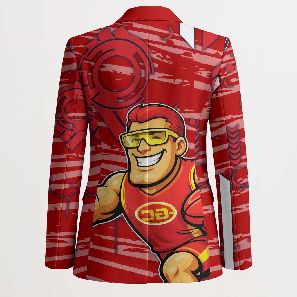 Gold Coast Suns Blazer Mascot Cartoon Football Illustration Style