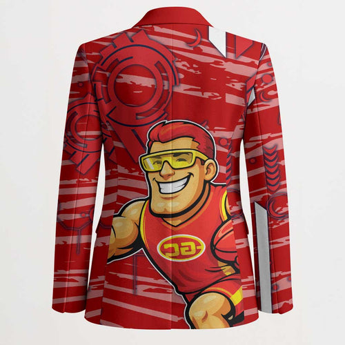 Gold Coast Suns Blazer Mascot Cartoon Football Illustration Style