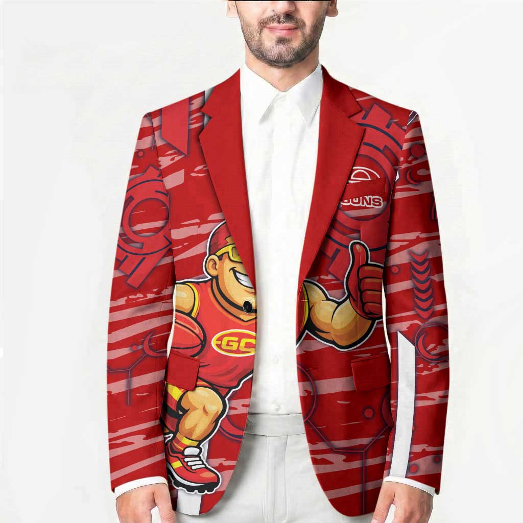 Gold Coast Suns Blazer Mascot Cartoon Football Illustration Style