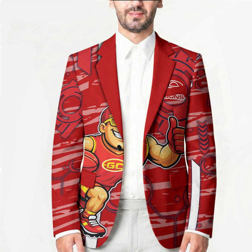 Gold Coast Suns Blazer Mascot Cartoon Football Illustration Style