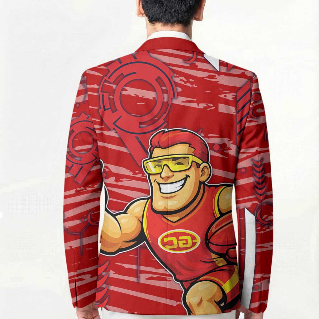 Gold Coast Suns Blazer Mascot Cartoon Football Illustration Style