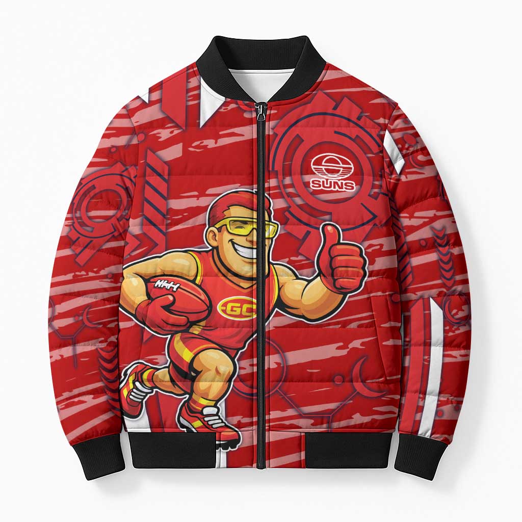 Gold Coast Suns Bomber Puffer Jacket Mascot Cartoon Football Illustration Style
